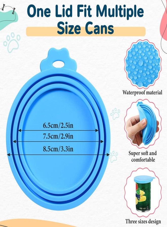 Uiifan Cat Food Lid Cat Food Can Covers Lids 8 Pcs Pet Can Supplies Set 5 Silicone Wet Kitten Foodstuff Tin Covers Lids 2 Silicone Dog Spoons 1 Paw Shape Multifunctional Opener for Pets(Blue) - Image 3